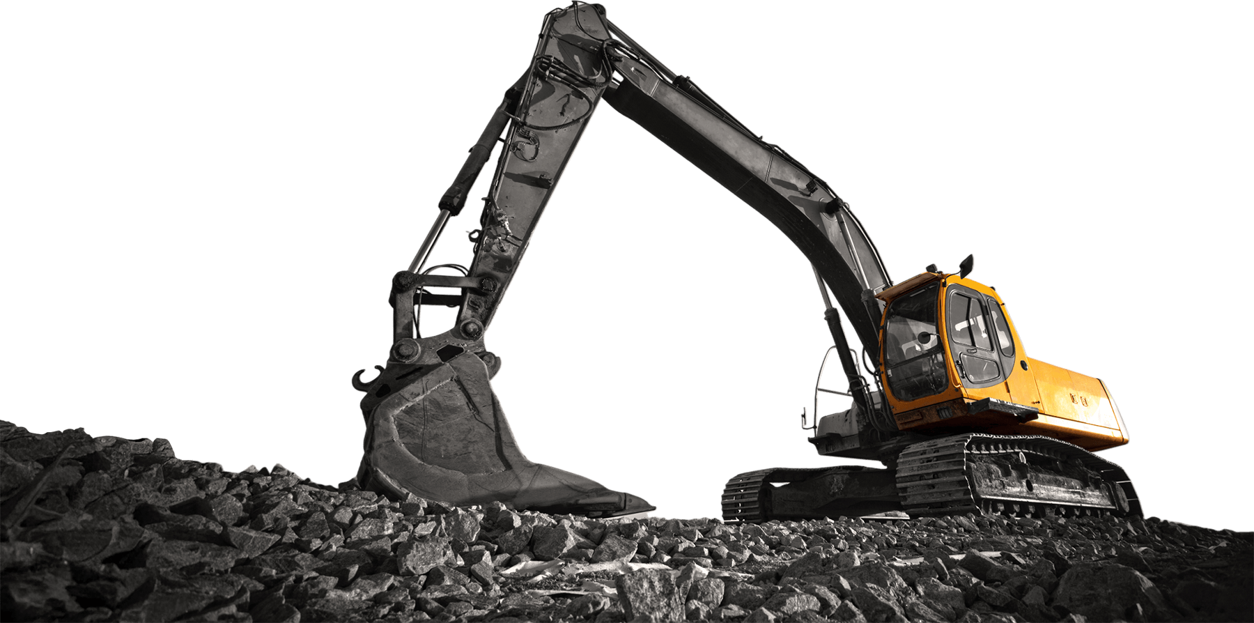 Large excavator yellow