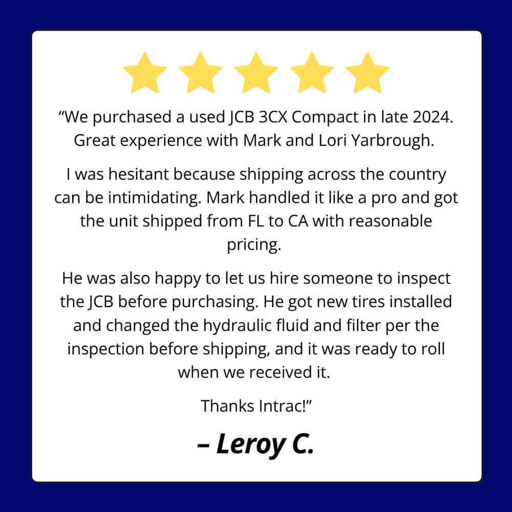 Five star review of his great experience with Intrac by Leroy C.